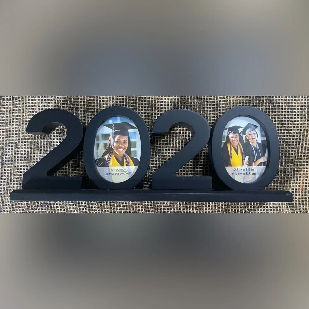 2020 Frame Black Holds 2 2.5”x3.5” Pictures Measures 4.25”Hx12.25”Wx1.75”D